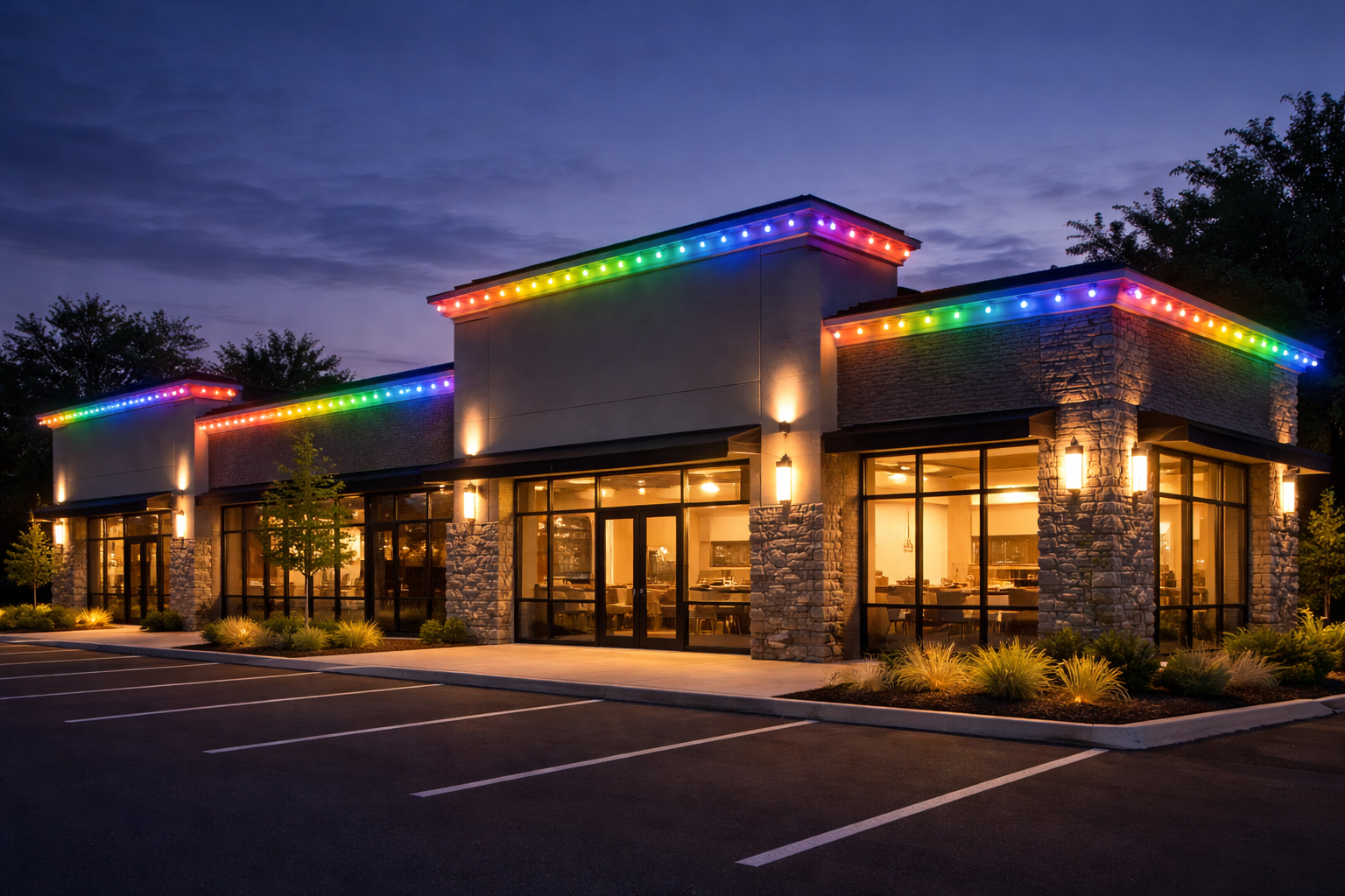 Burr Ridge Corporate Park Annual Holiday Contract lighting project in Burr Ridge, IL